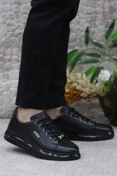 Pierre Cardin 62112 Siyah Orijinal Ürün Hakiki Deri Sneaker Erkek Ayakkabı ürün görseli 1