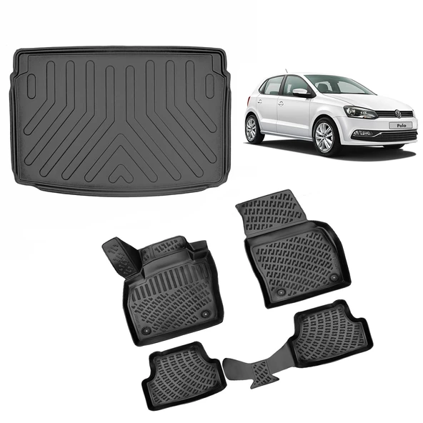Rizline Volkswagen Polo 2017+ Paspas ve Üst Bagaj Havuzu Set Siyah ürün görseli 1