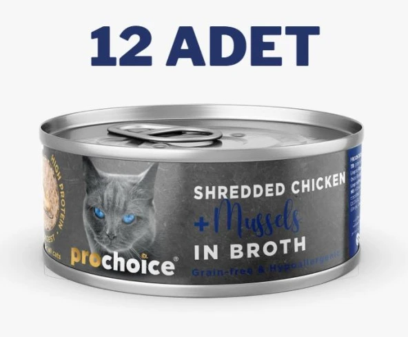 ProChoice Deluxe Shredded Chicken&Mussels Kedi Konservesi 12x70 gr ürün görseli 1