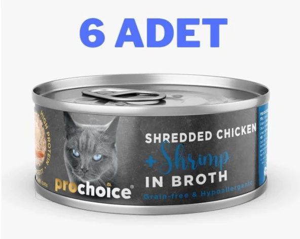 ProChoice Deluxe Shredded Chicken&Shrimp Kedi Konservesi 6x70 gr ürün görseli 1