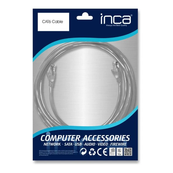 Inca Cat6 Patch Kablo 2 Metre Gri - Resim 4