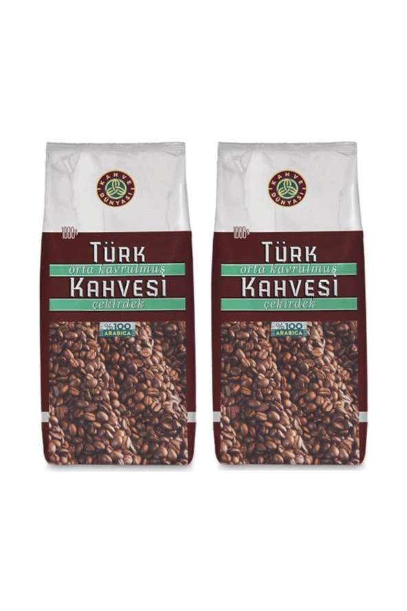 Kahve Dünyası Orta Kavrulmuş Çekirdek Türk Kahvesi %100 Arabica 1kg x 2 Adet ürün görseli 1