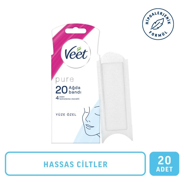 Veet Pure Yüz Ağda Bandı Hassas Ciltler 20'li 4 Adet ürün görseli 1