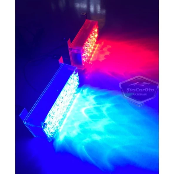 96 Led 3 Modlu Panjur İçi Çakar Led Panjur Arası Çakar Kırmızı Mavi 48x2 Led Lamba Flaşlı Polis Işığı 12V ürün görseli 1