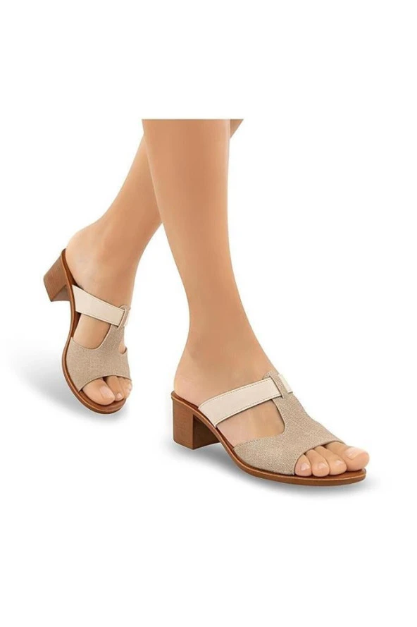 Muya Ceria 31010-045 Topuklu Kadın Terlik Krem 36-40 ürün görseli 1