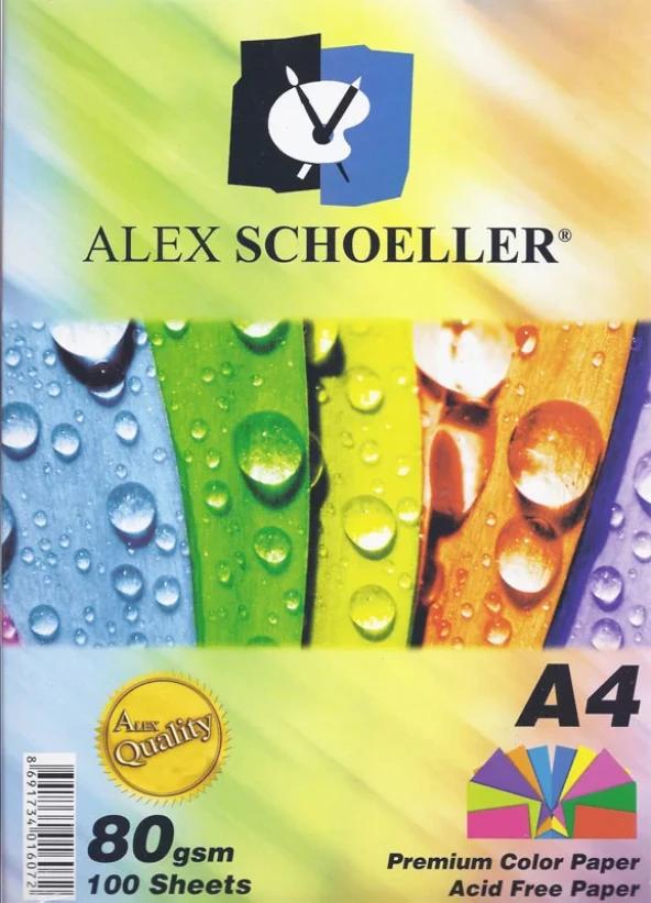 Alex Schoeller Renkli Çizgisiz Kağıt 10 Renk 100’lü Paket ürün görseli 1