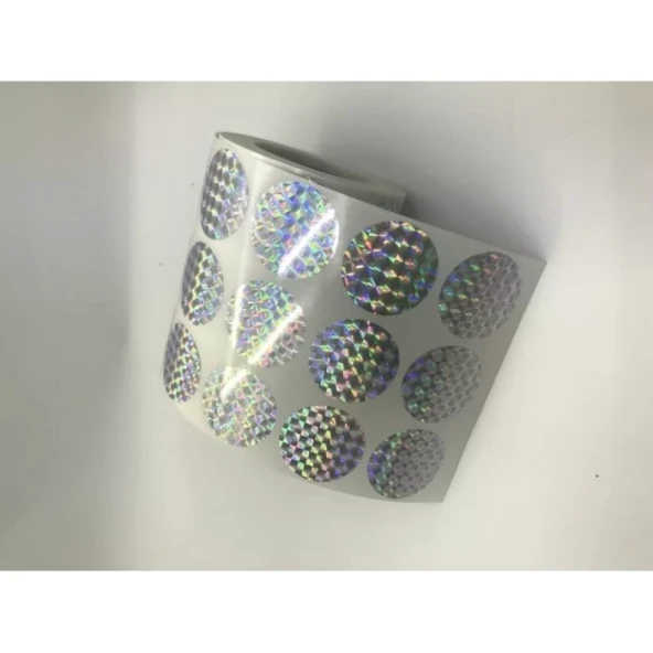 HOLOGRAM PLASTİK YUVARLAK ETİKET 30 MM 2000 Lİ SARIM ürün görseli 1