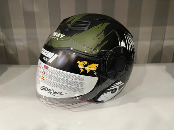 KASK SWAY SW-766 Matt Warrıor Black Army Grey GÜNEŞ GÖZLÜKLÜ ürün görseli 1