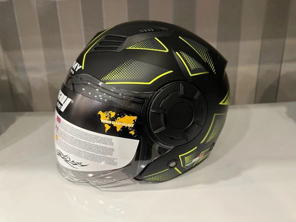 KASK SWAY SW-766 Matt Cırcle Black Yellow GÜNEŞ GÖZLÜKLÜ ürün görseli 1