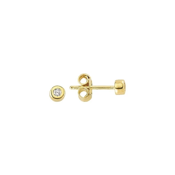 14 Ayar Tektaş Oval Altın Küpe 0,95 gr ürün görseli 1