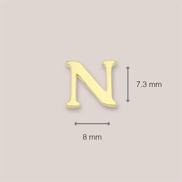14 Ayar Altın N Harf Küpe 0,56 gr - Resim 4