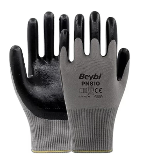 Beybi Nitril Poly Pn810 Gri-Siyah 12li Eldiven ürün görseli 1