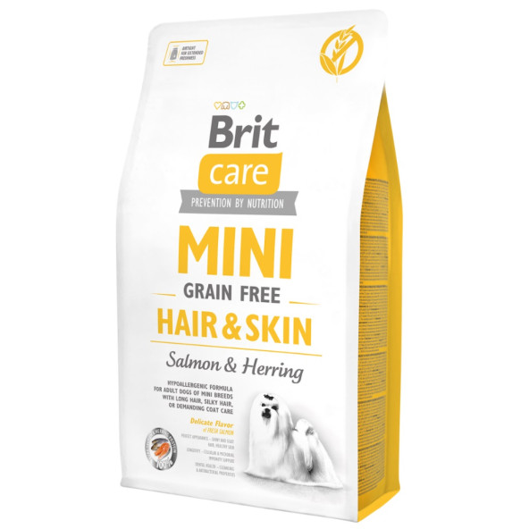 Brit care tahılsız mini hair skin 7kg adult somonlu ringa balıklı yetişkin köpek maması ürün görseli 1