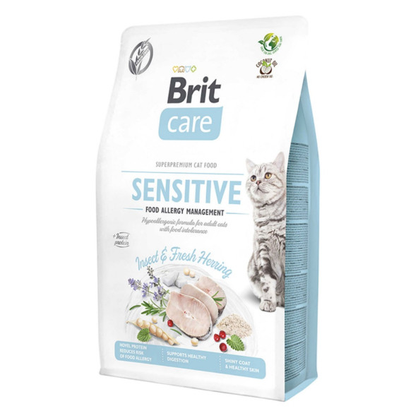 Brit care sensitive kedi 2kg tahılsız böcek proteinli hypoallergenic yetişkin kedi maması hassas ürün görseli 1