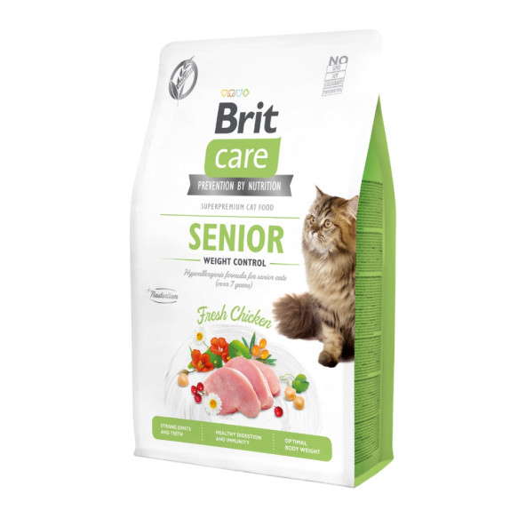 Brit care senior kedi 2kg tahılsız tavuklu kilo kontrolü ileri yaş kedi maması yaşlı kedi ürün görseli 1
