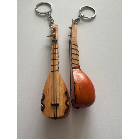 El Yapımı 2 Adet Birden Minyatür Anahtarlık Bağlama Saz Araba Süsü ürün görseli 1
