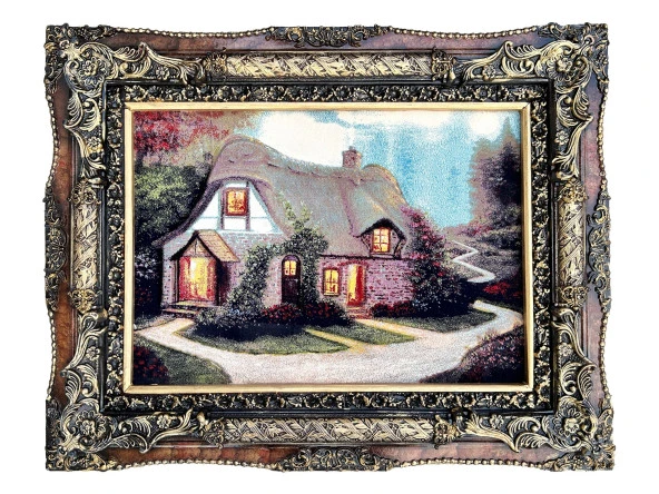Hobbit Evi Adlı İran Tebriz Halı Tablo 94x75cm - Duvar Halı Kilim Tablo ürün görseli 1