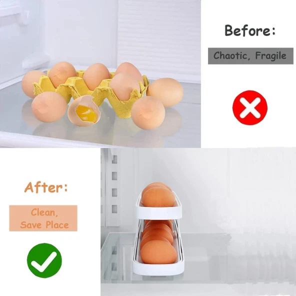 3B Trend Buzdolabı için 2 katlı yumurta tutucu yer tasarruflu pratik yumurta dispenseri ürün görseli 1