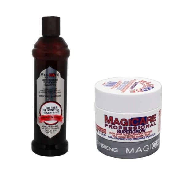 Magicare Supergrow Purifying Kuru Yıpranmış ve Işlem Görmüş Saçlar Şampuan 450 ml+Magicare Supergrow ürün görseli 1