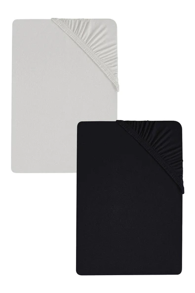 2 Adet Düz Pamuklu Tek Kişilik 120 x 200 x 30 cm Lastikli Penye Çarşaf ürün görseli 1