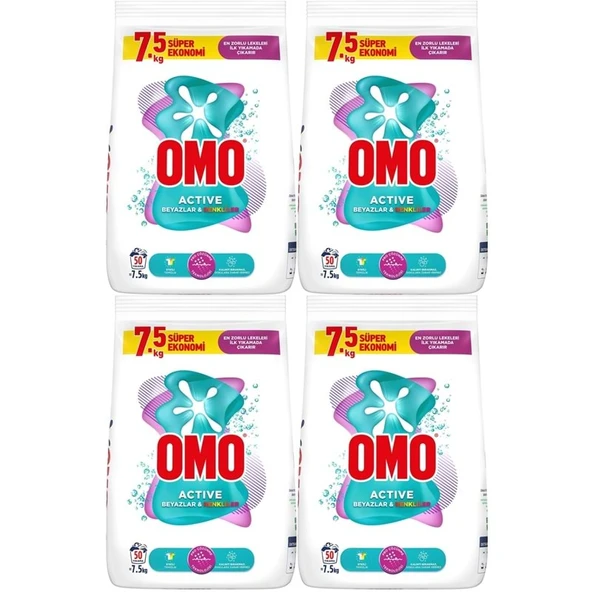 Omo Matik Çamaşır Deterjanı 30KG Beyaz ve Color/Renkliler (200 Yıkama) (4PK*7.5KG) ürün görseli 1