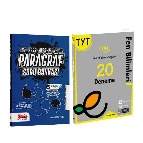 Endemik TYT Fen Bilimleri Deneme ve AKM Paragraf Soru Bankası Seti 2 Kitap ürün görseli 1