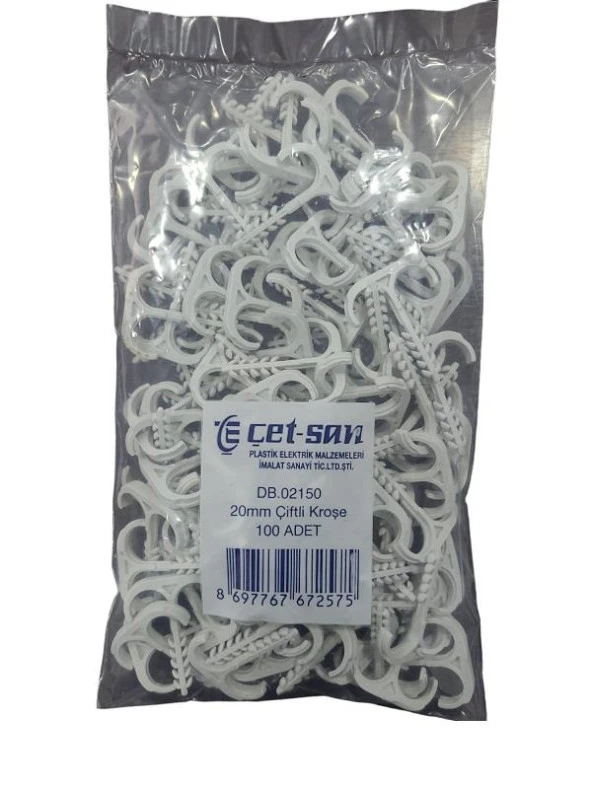 Çetsan 20mm Çiftli Kroşe Dübel 100 Adet - Resim 2