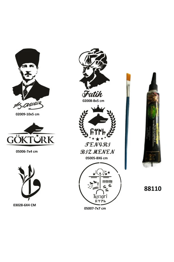 Fatih Atatürk Geçici Dövme Yapma Seti Siyah Kına ve Fırça Hediyeli ürün görseli 1