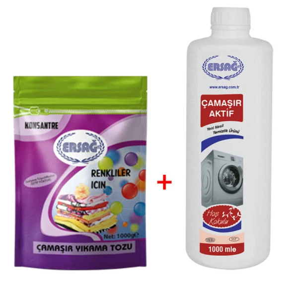 Ersağ Renkli Çamaşır Yıkama Tozu 1000 G + Çamaşır Aktif 1000 Ml. ürün görseli 1