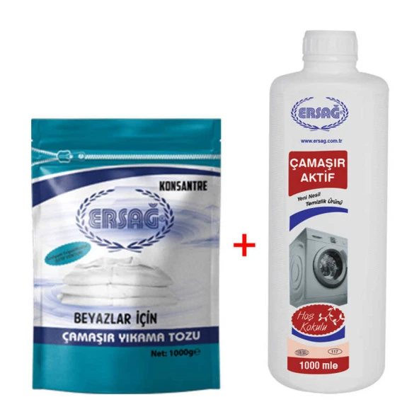 Ersağ Beyaz Çamaşır Yıkama Tozu 1000 G + Çamaşır Aktif 1000 Ml. ürün görseli 1