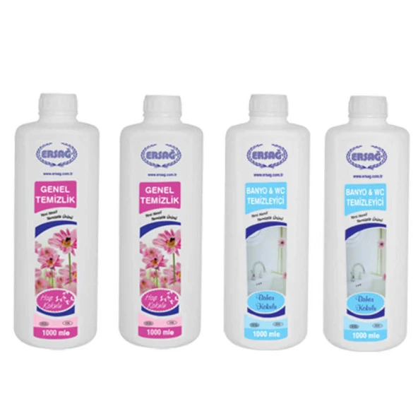 Ersağ Genel Temizlik * 2 Adet + Bahar Kokulu Banyo & WC Temizleyici * 2 Adet  1000 Ml ürün görseli 1