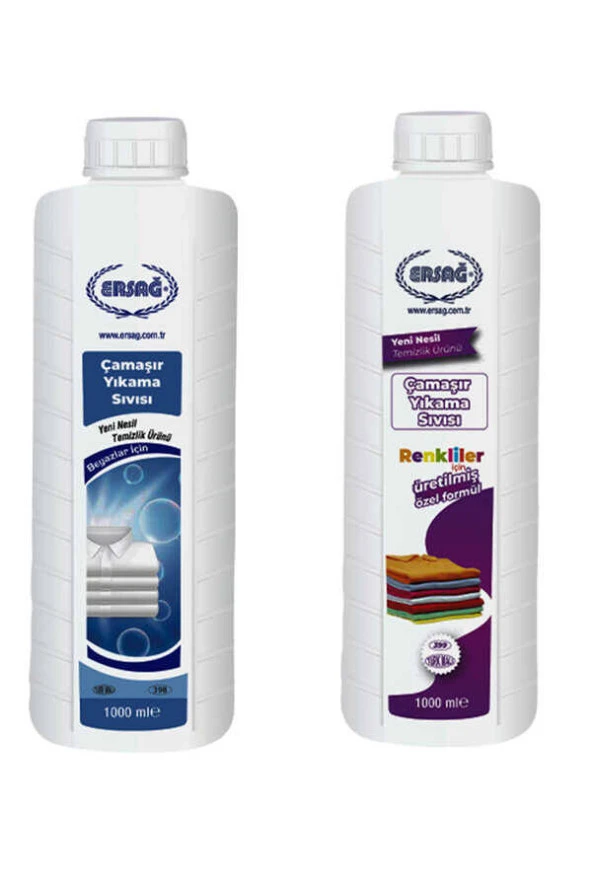 Ersağ Çamaşır Yıkama Sıvısı (Beyazlar + Renkliler İçin 2'li Set) 1000 Ml. ürün görseli 1