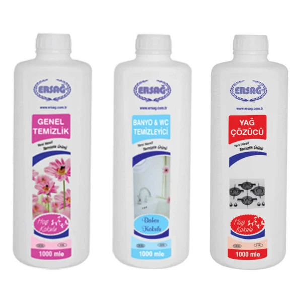 Ersağ Genel Temizlik + Bahar Kokulu Banyo & WC Temizleyici + Yağ Çöz 1000 Ml. ürün görseli 1