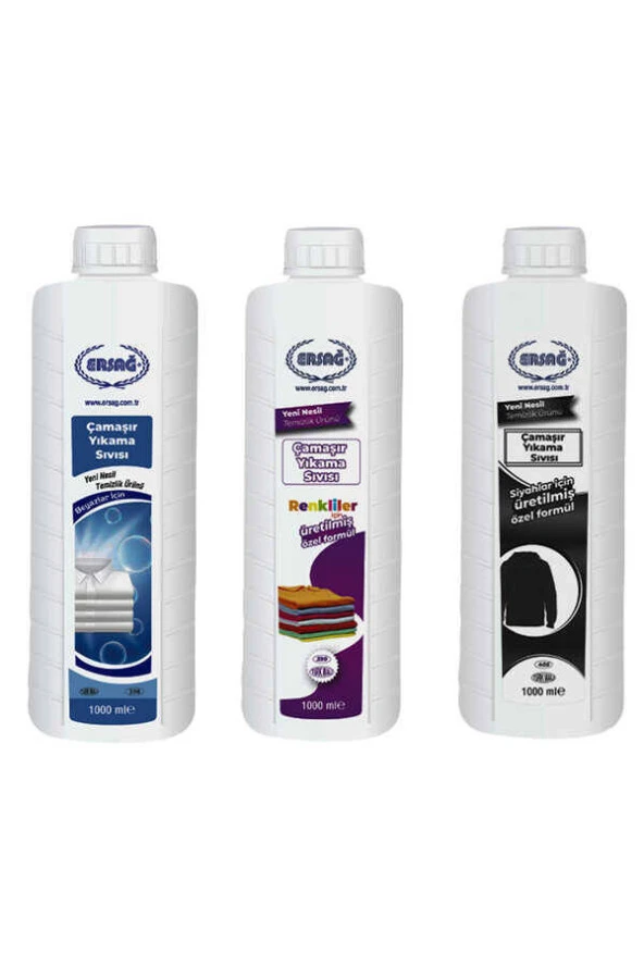 Ersağ Çamaşır Yıkama Sıvısı (Beyazlar + Siyahlar + Renkliler İçin 3'lü Set) 1000 Ml. ürün görseli 1