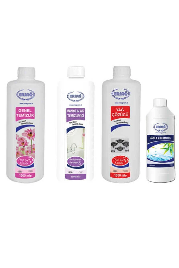 Ersağ Genel Temizlik + Banyo & WC Temizleyici + Yağ Çöz + Damla Konsantre ürün görseli 1