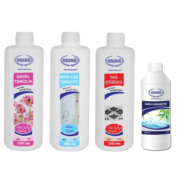 Ersağ Genel Temizlik + Banyo & WC Temizleyici + Yağ Çöz + Damla Konsantre ürün görseli 1