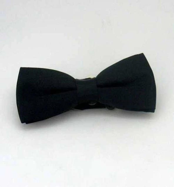 Siyah Çocuk Boy Düz Renk Saten Papyon - CP-01 ürün görseli 1