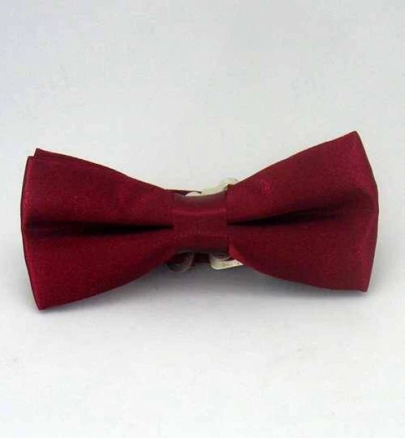 Bordo Çocuk Boy Düz Renk Saten Papyon - CP-04 ürün görseli 1