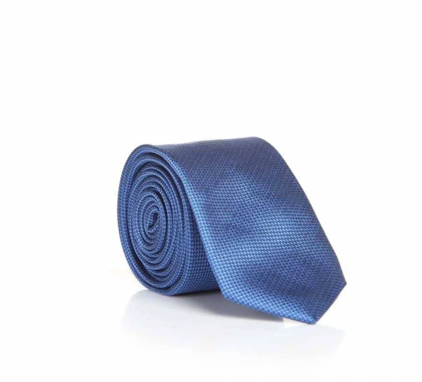 İndigo Mavi Slim Fit Düz Renk Dokuma Kravat / DDK-01 ürün görseli 1
