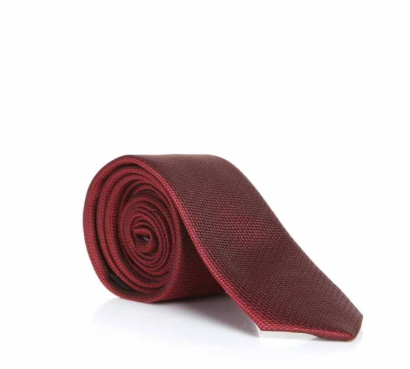 Bordo Slim Fit Düz Renk Dokuma Kravat / DDK-19 ürün görseli 1