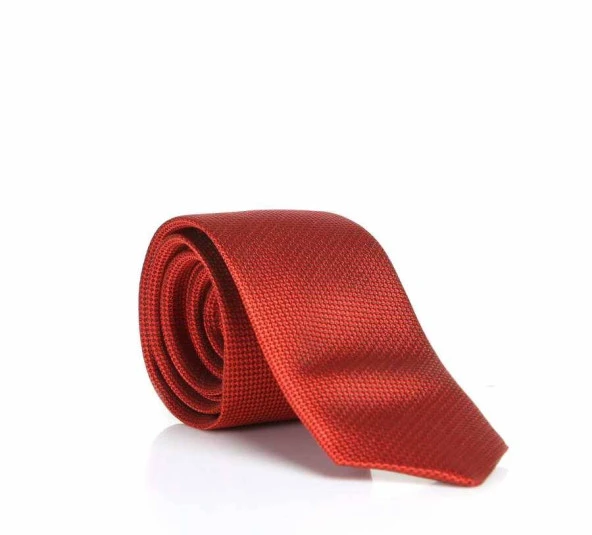 Kırmızı Slim Fit Düz Renk Dokuma Kravat / DDK-20 ürün görseli 1