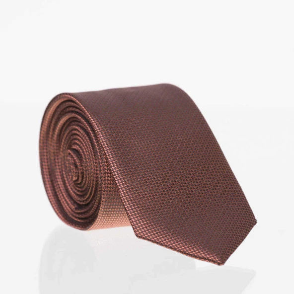 Kiremit Slim Fit Düz Renk Dokuma Kravat / DDK-04 ürün görseli 1