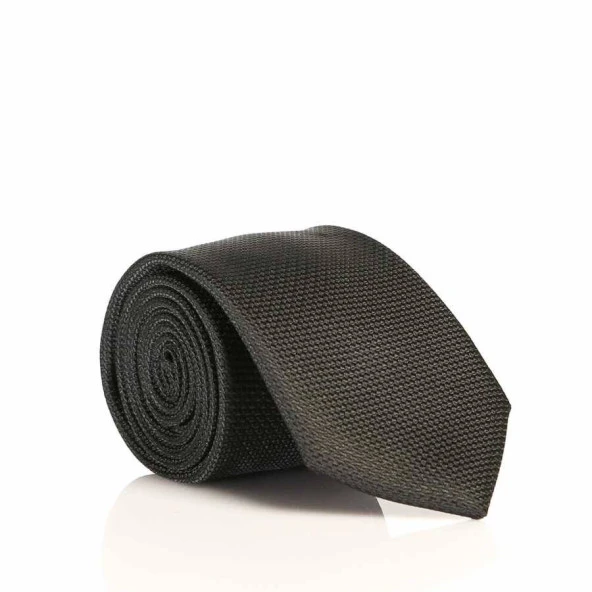 Siyah Slim Fit Düz Renk Dokuma Kravat / DDK-08 ürün görseli 1
