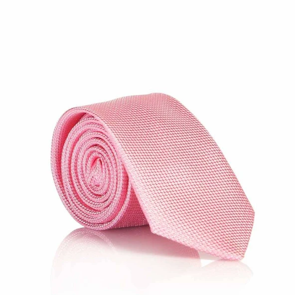 Pembe Slim Fit Düz Renk Dokuma Kravat / DDK-18 ürün görseli 1