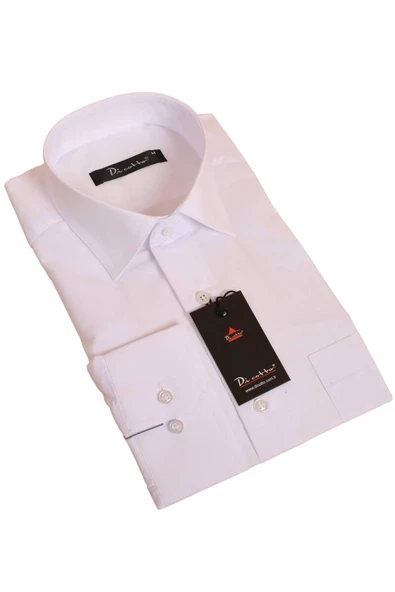 Beyaz Rahat Kesim Cepli Uzun Kol Regular Fit Erkek Gömlek  - 150-1 ürün görseli 1
