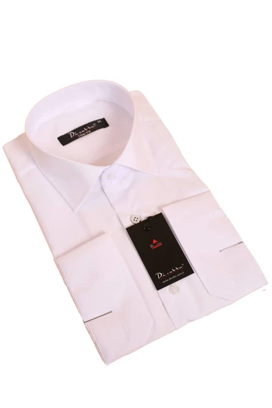 Beyaz Dar Kesim Slim Fit Uzun Kol Düz Renk Erkek Gömlek  - 151-1 ürün görseli 1