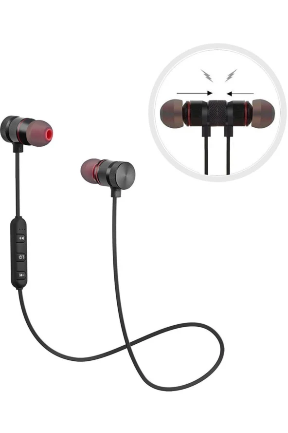 A1 Sport Kablosuz Manyetik Bluetooth Kulaklık Siyah ürün görseli 1