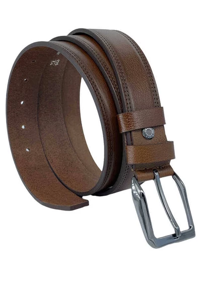 Taba Hakiki Deri Dikişli 3.5 cm.lik Klasik Erkek Kemer - 311-28 ürün görseli 1