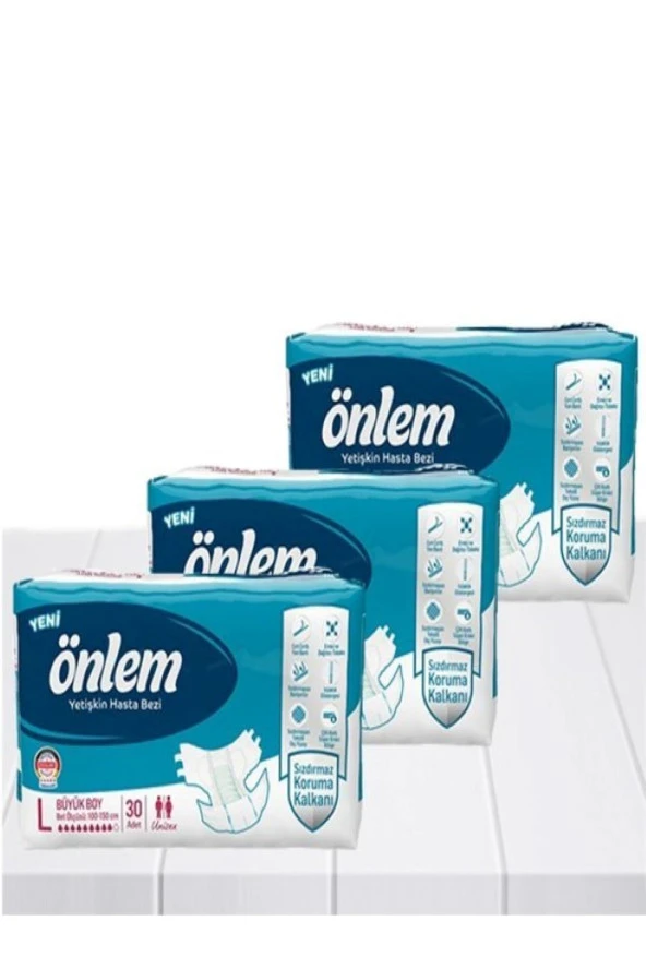 Önlem Tekstil Yüzeyli Belbantlı Büyük Boy L 30'lu 3 Adet Hasta Bezi ürün görseli 1