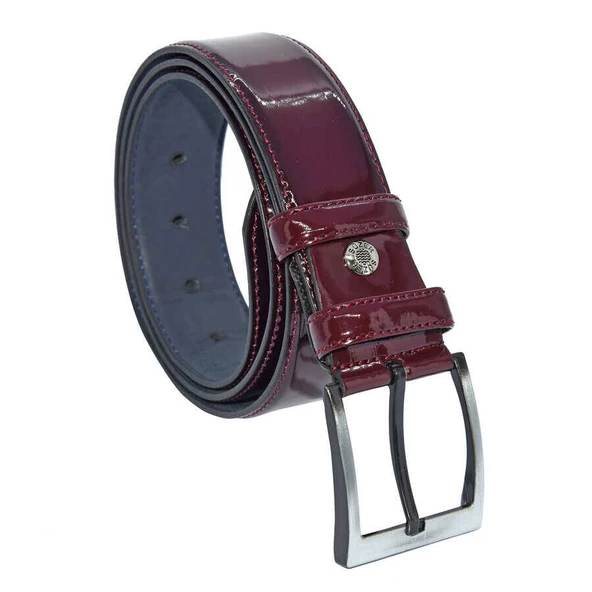 Bordo Rugan Suni Deri Dikişli 4 cm.lik Klasik Kemer - 7400-97 ürün görseli 1